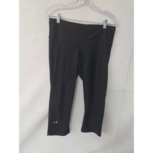 Under Armour HeatGear Compression Capri Leggings Black Womens Large 1329326-001